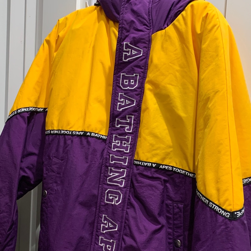 A Bathing Ape Yellow and Purple Puffer Jacket